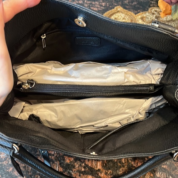 APT.9 Black Pebble Grain Vegan Leather Brooklyn Shopper Shoulder Bag - Picture 9 of 12